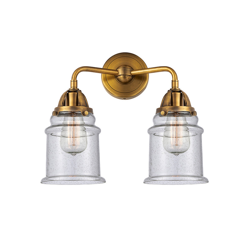 Canton Bath Vanity Light shown in the Brushed Brass finish with a Seedy shade
