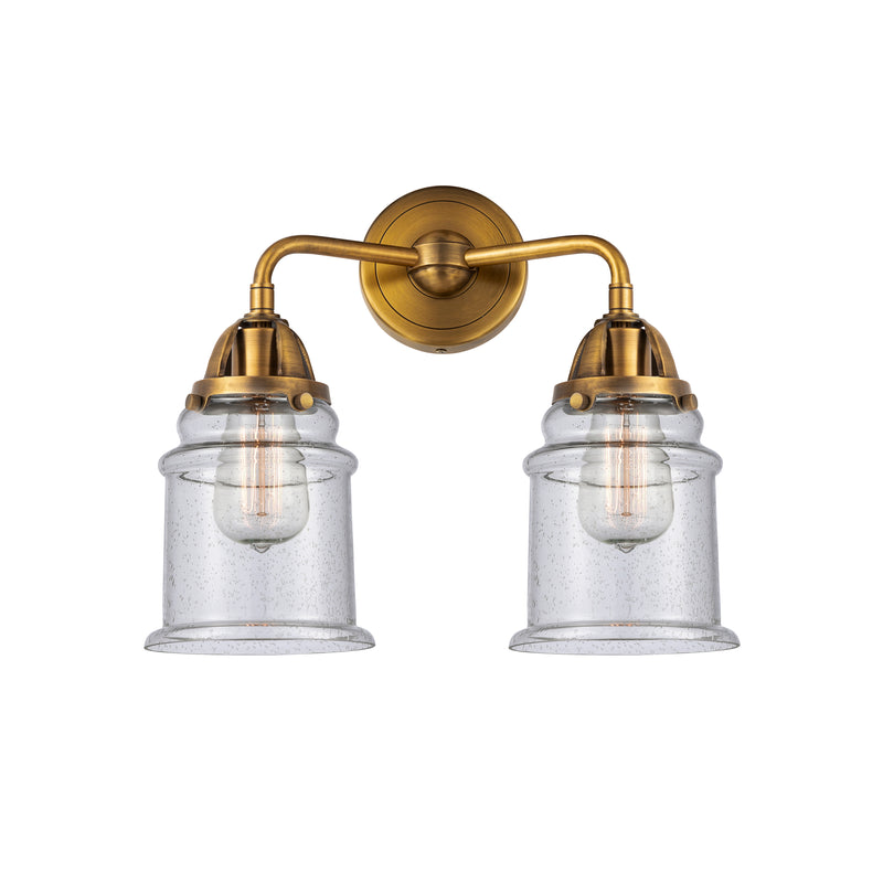 Canton Bath Vanity Light shown in the Brushed Brass finish with a Seedy shade