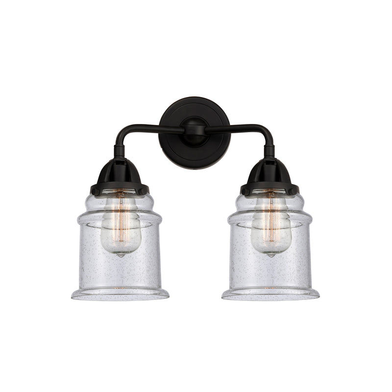 Canton Bath Vanity Light shown in the Matte Black finish with a Seedy shade