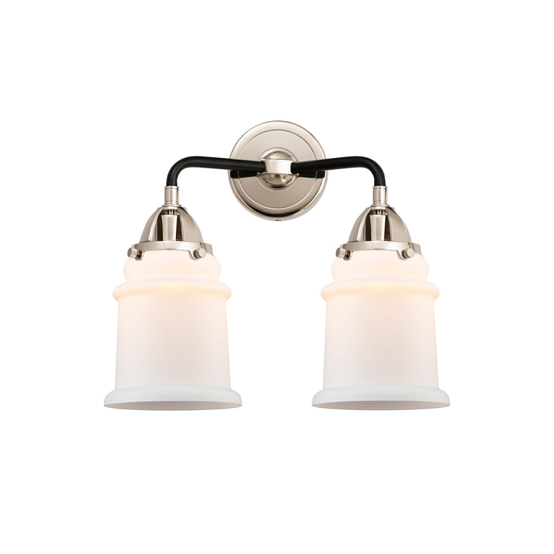 Canton Bath Vanity Light shown in the Black Polished Nickel finish with a Matte White shade