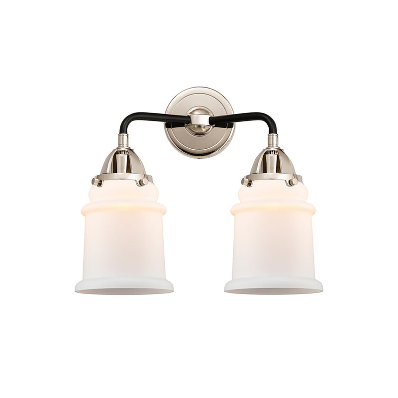 Canton Bath Vanity Light shown in the Black Polished Nickel finish with a Matte White shade