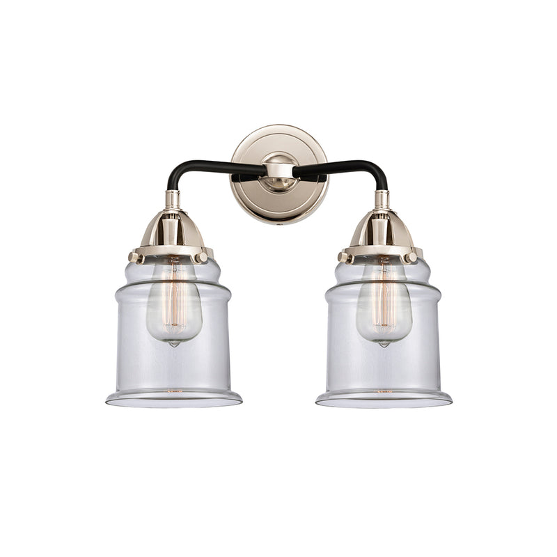 Canton Bath Vanity Light shown in the Black Polished Nickel finish with a Clear shade
