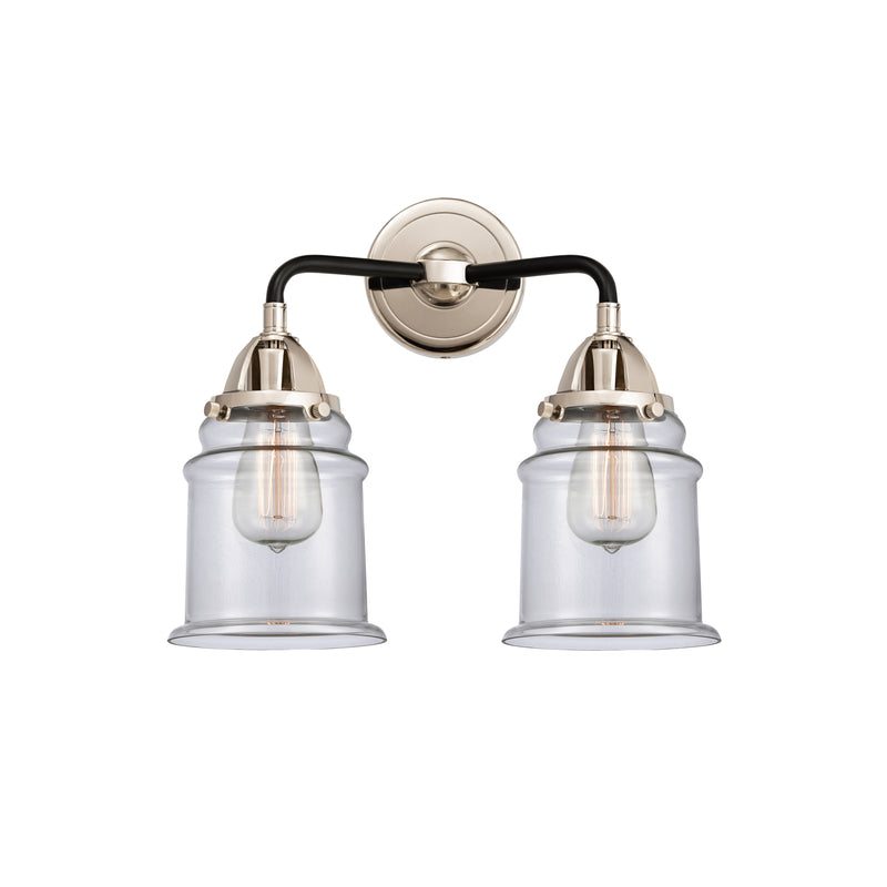 Canton Bath Vanity Light shown in the Black Polished Nickel finish with a Clear shade