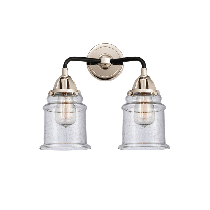 Canton Bath Vanity Light shown in the Black Polished Nickel finish with a Seedy shade