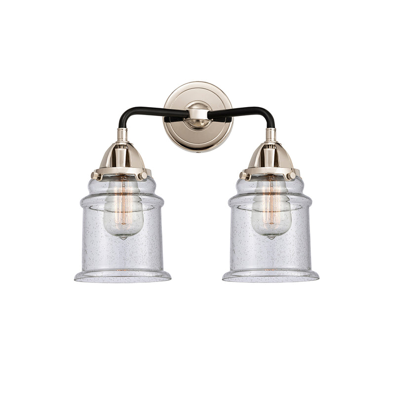 Canton Bath Vanity Light shown in the Black Polished Nickel finish with a Seedy shade