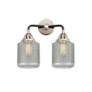 Stanton Bath Vanity Light shown in the Black Polished Nickel finish with a Clear Wire Mesh shade