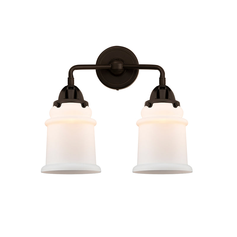 Canton Bath Vanity Light shown in the Oil Rubbed Bronze finish with a Matte White shade