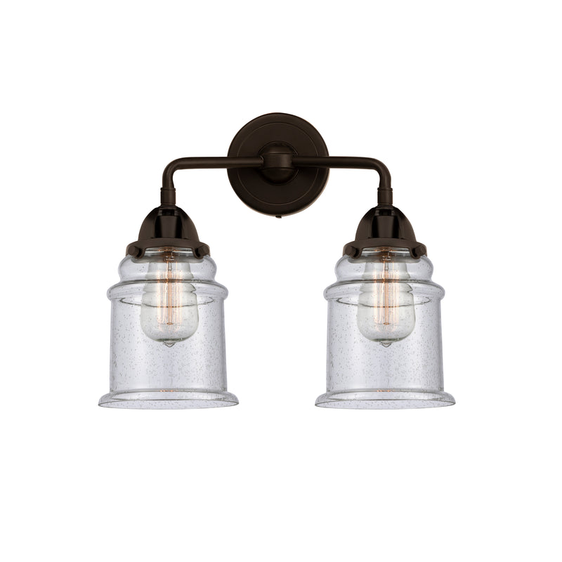 Canton Bath Vanity Light shown in the Oil Rubbed Bronze finish with a Seedy shade