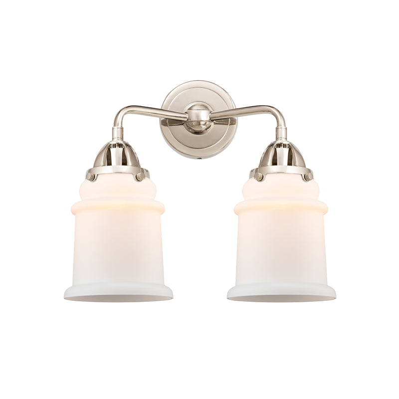 Canton Bath Vanity Light shown in the Polished Nickel finish with a Matte White shade