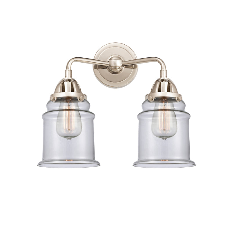Canton Bath Vanity Light shown in the Polished Nickel finish with a Clear shade
