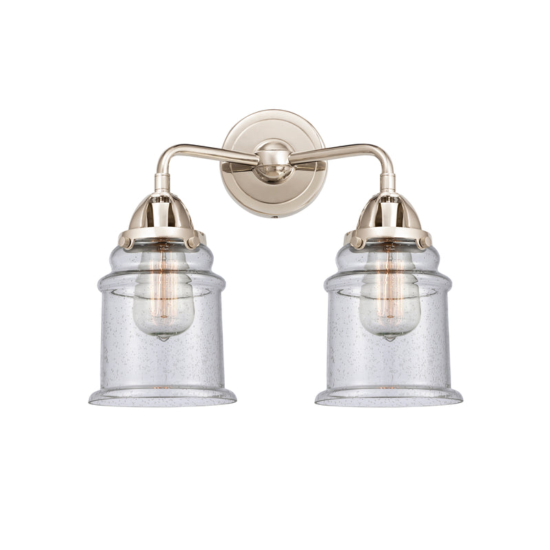Canton Bath Vanity Light shown in the Polished Nickel finish with a Seedy shade