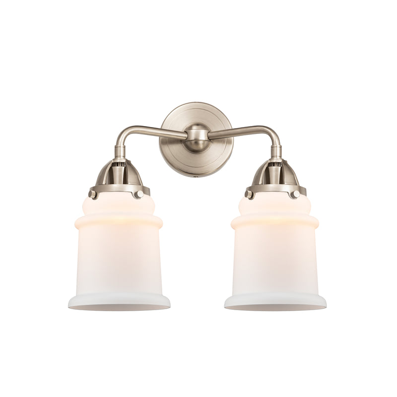 Canton Bath Vanity Light shown in the Brushed Satin Nickel finish with a Matte White shade