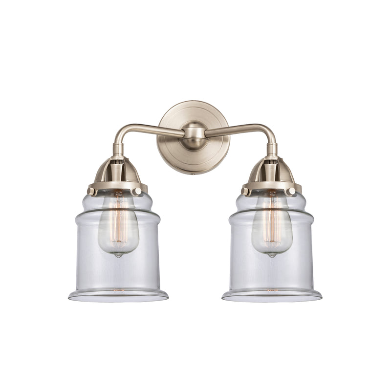 Canton Bath Vanity Light shown in the Brushed Satin Nickel finish with a Clear shade