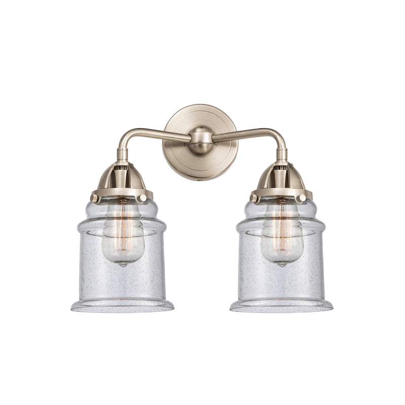 Canton Bath Vanity Light shown in the Brushed Satin Nickel finish with a Seedy shade