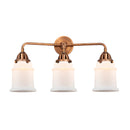 Canton Bath Vanity Light shown in the Antique Copper finish with a Matte White shade