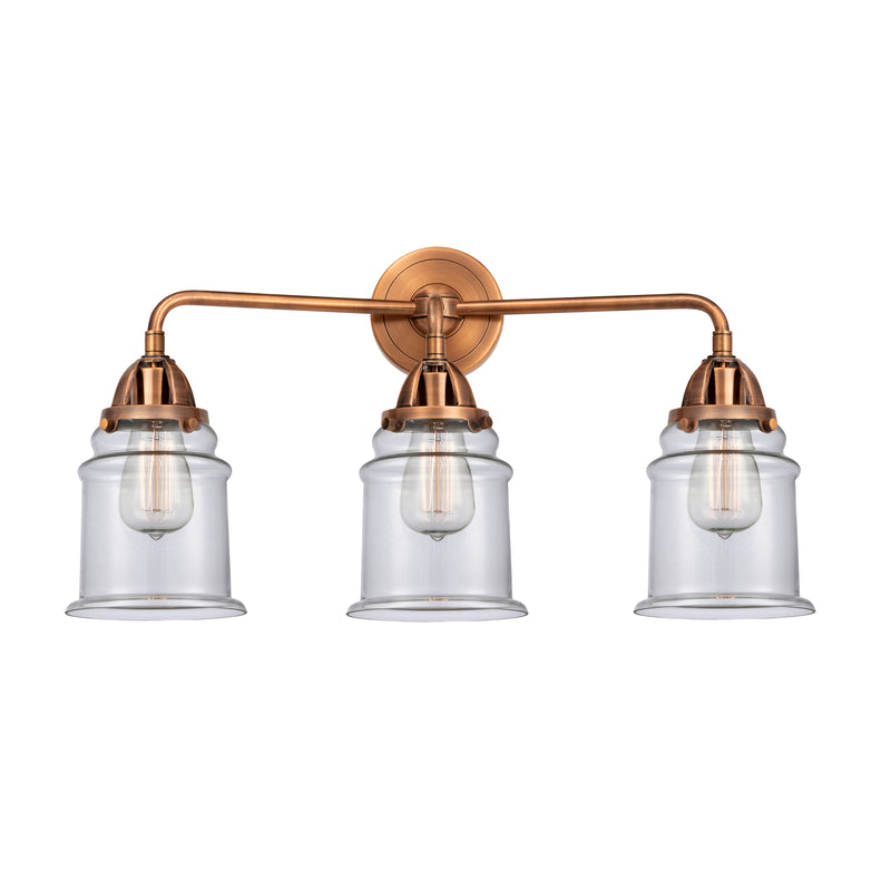 Canton Bath Vanity Light shown in the Antique Copper finish with a Clear shade