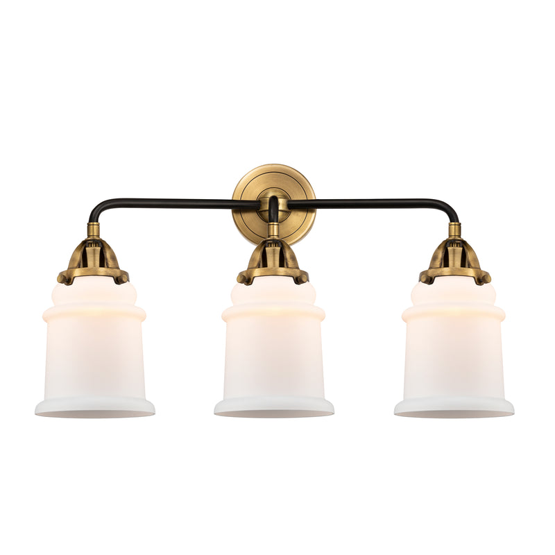Canton Bath Vanity Light shown in the Black Antique Brass finish with a Matte White shade