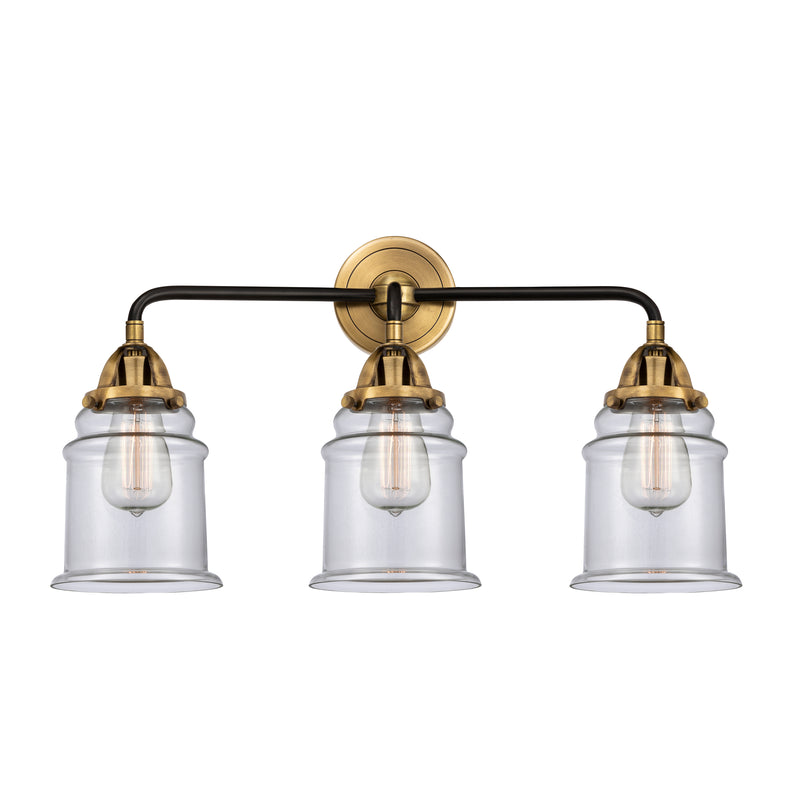Canton Bath Vanity Light shown in the Black Antique Brass finish with a Clear shade