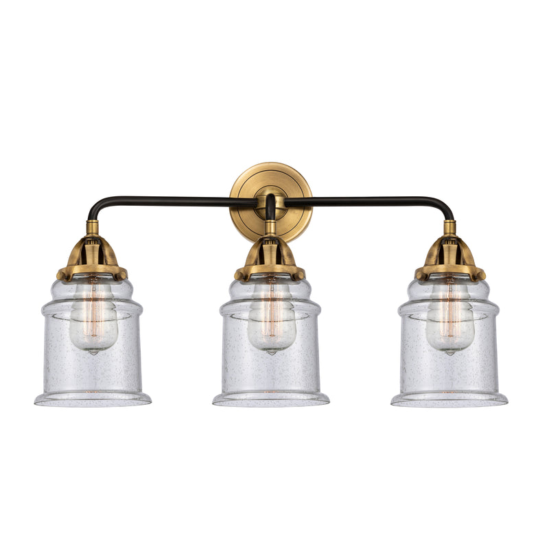 Canton Bath Vanity Light shown in the Black Antique Brass finish with a Seedy shade