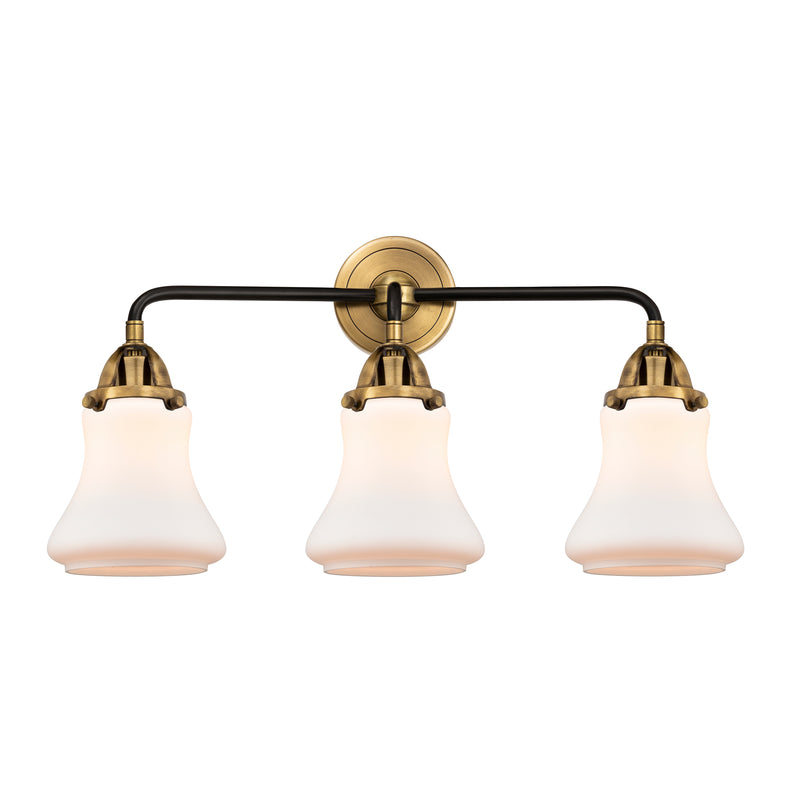 Bellmont Bath Vanity Light shown in the Black Antique Brass finish with a Matte White shade