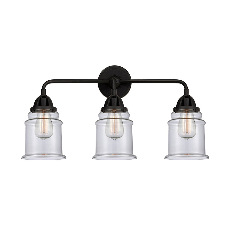 Canton Bath Vanity Light shown in the Matte Black finish with a Clear shade