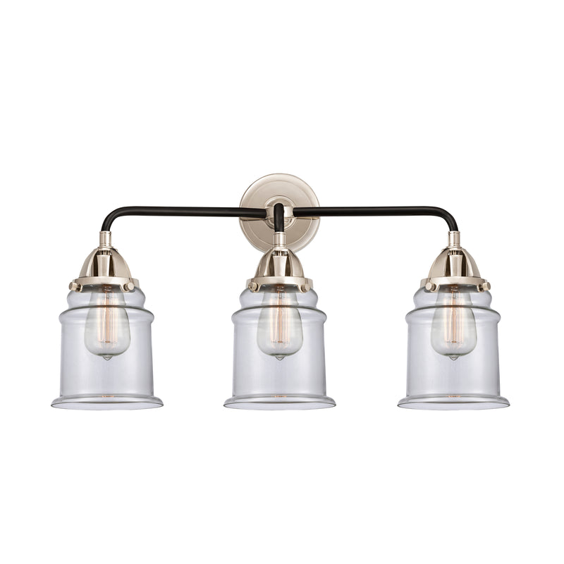 Canton Bath Vanity Light shown in the Black Polished Nickel finish with a Clear shade