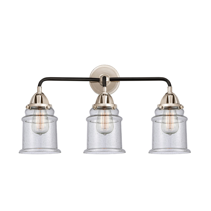 Canton Bath Vanity Light shown in the Black Polished Nickel finish with a Seedy shade