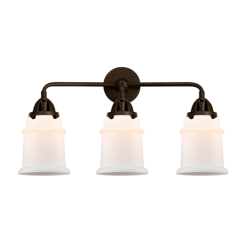 Canton Bath Vanity Light shown in the Oil Rubbed Bronze finish with a Matte White shade