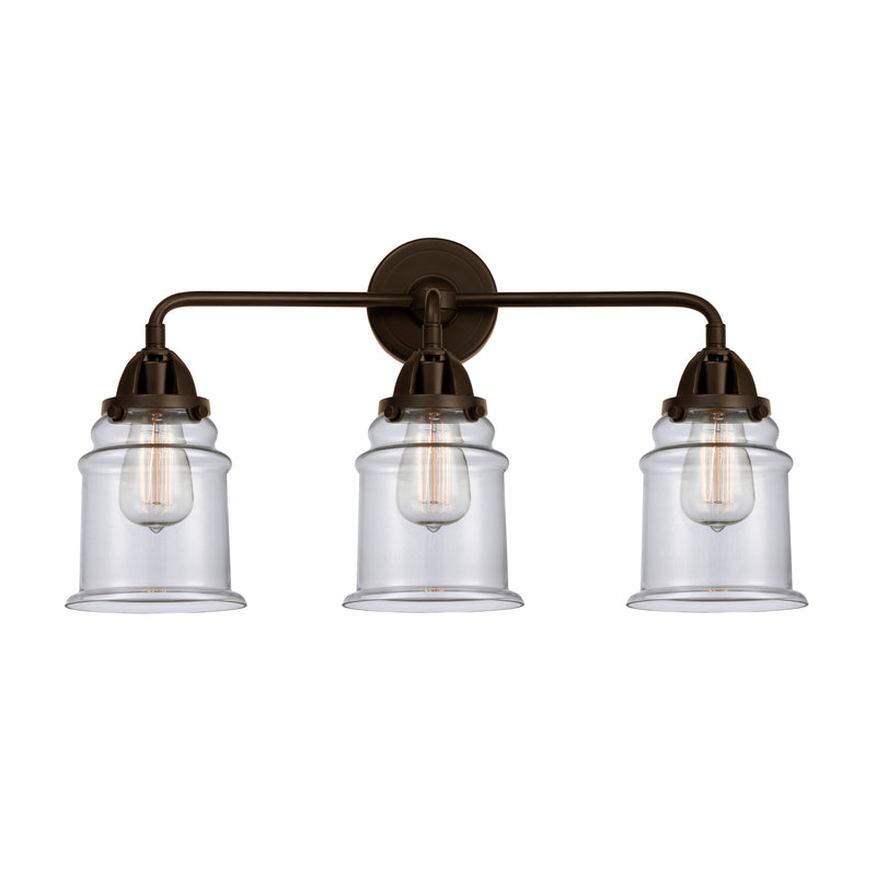 Canton Bath Vanity Light shown in the Oil Rubbed Bronze finish with a Clear shade