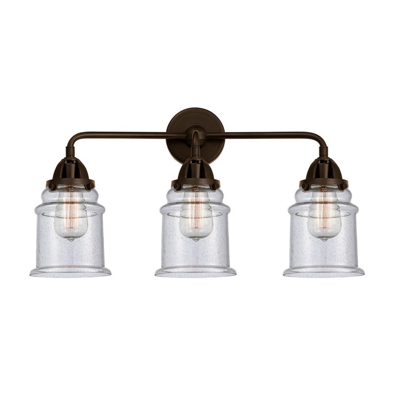 Canton Bath Vanity Light shown in the Oil Rubbed Bronze finish with a Seedy shade