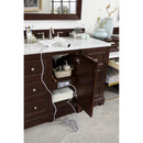 James Martin De Soto 118" Double Vanity Set Burnished Mahogany with Makeup Table 3 cm Arctic Fall Solid Surface Top 825-V118-BNM-DU-AF