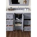 James Martin De Soto 118" Double Vanity Set Silver Gray with Makeup Table 3 cm Arctic Fall Solid Surface Top 825-V118-SL-DU-AF