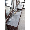 James Martin De Soto 118" Double Vanity Set Burnished Mahogany with Makeup Table 3 cm Carrara Marble Top 825-V118-BNM-DU-CAR