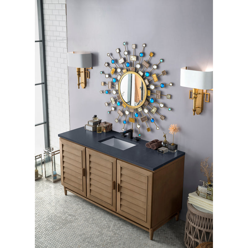 James Martin Portland 60" Single Vanity Whitewashed Walnut with 3 cm Charcoal Soapstone Quartz Top 620-V60S-WW-3CSP