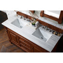 James Martin Brookfield 60" Warm Cherry Double Vanity with 3 cm Arctic Fall Solid Surface Top 147-114-5681-3AF