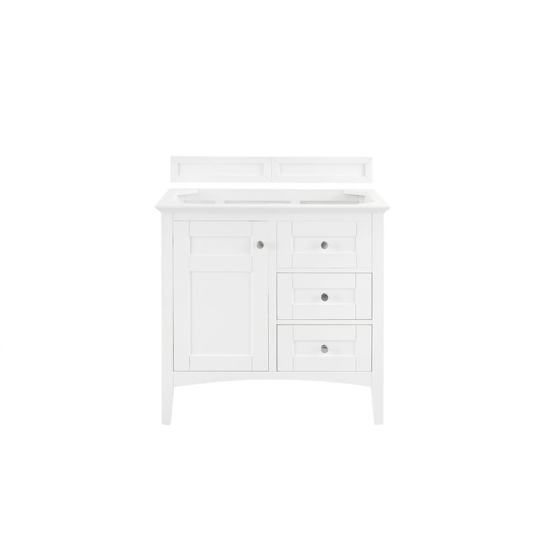 James Martin Palisades 36" Single Vanity Bright White with 3 cm Gray Expo Quartz Top 527-V36-BW-3GEX