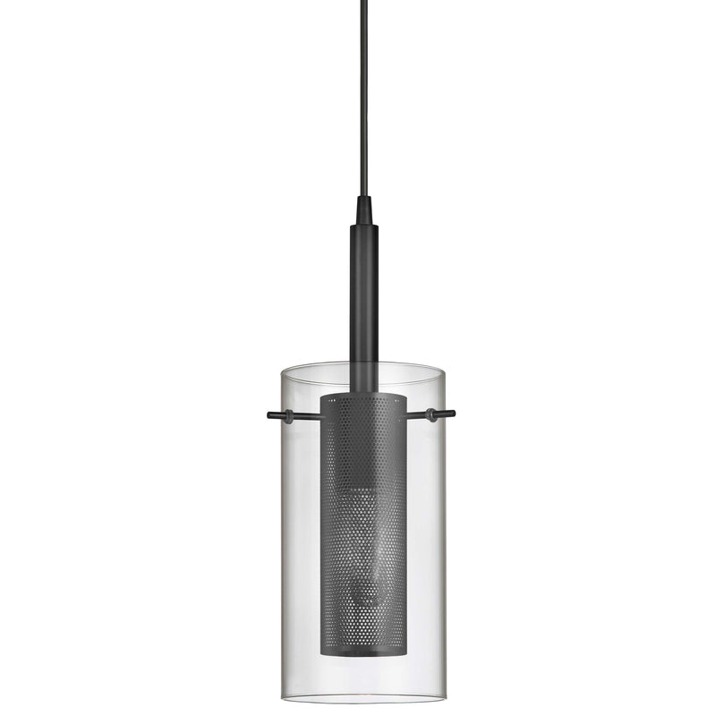 Dainolite 1 Light Incandescent Pendant Matte Black with Clear Glass 30961-CM-MB