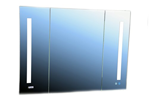 Aquadom 40" x 30" x 5" Signature Royale LED Lighted Mirror Glass Medicine Cabinet For Bathroom 3D color temperature lights Cool or Warm Clock Defogger Dimmer Outlet with USB