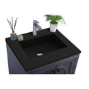 Laviva Odyssey 24" Maple Gray Bathroom Vanity with Matte Black VIVA Stone Solid Surface Countertop 313613-24G-MB