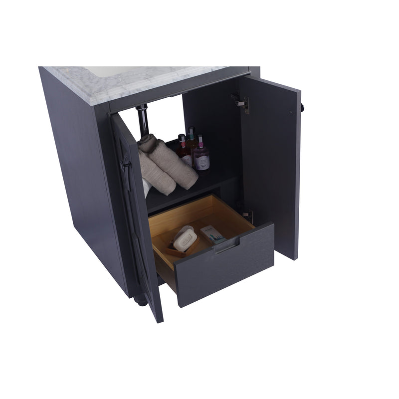 Laviva Odyssey 24" Maple Gray Bathroom Vanity with Matte Black VIVA Stone Solid Surface Countertop 313613-24G-MB