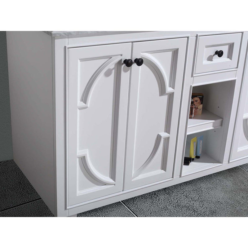 Laviva Odyssey 60" White Double Sink Bathroom Vanity with Matte Black VIVA Stone Solid Surface Countertop 313613-60W-MB