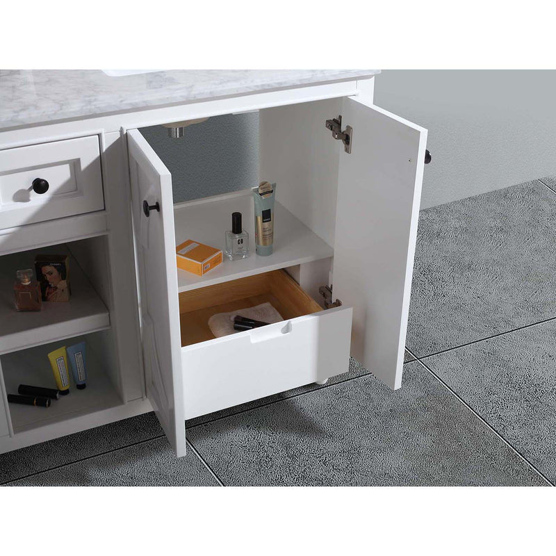 Laviva Odyssey 60" White Double Sink Bathroom Vanity with Matte White VIVA Stone Solid Surface Countertop 313613-60W-MW