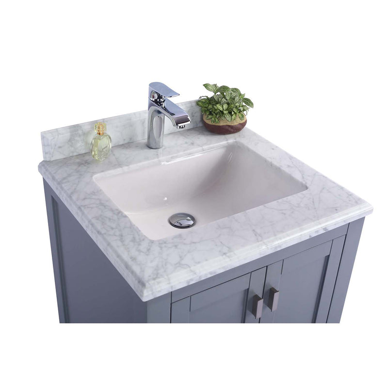 Laviva Wilson 24" Gray Bathroom Vanity with White Carrara Marble Countertop 313ANG-24G-WC