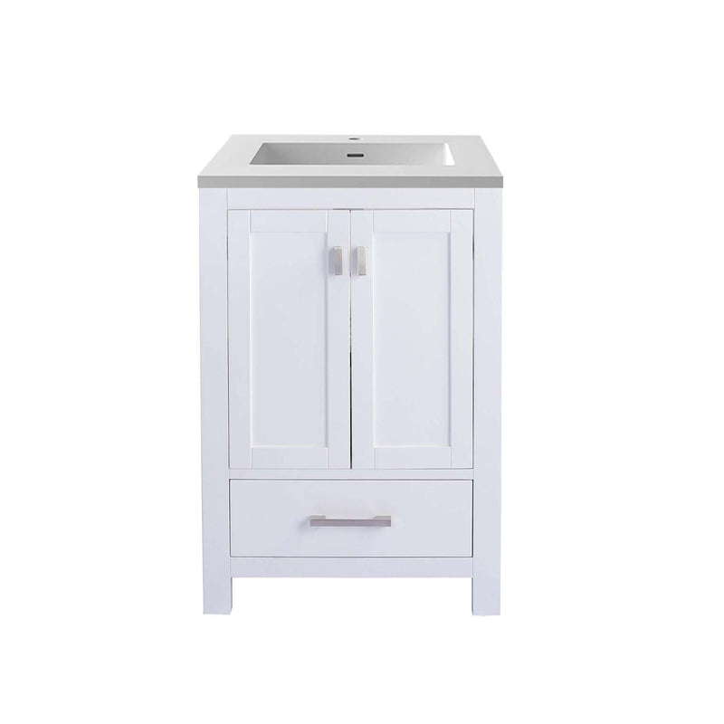 Laviva Wilson 24" White Bathroom Vanity with Matte White VIVA Stone Solid Surface Countertop 313ANG-24W-MW