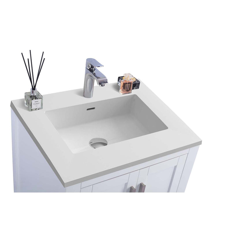 Laviva Wilson 24" White Bathroom Vanity with Matte White VIVA Stone Solid Surface Countertop 313ANG-24W-MW