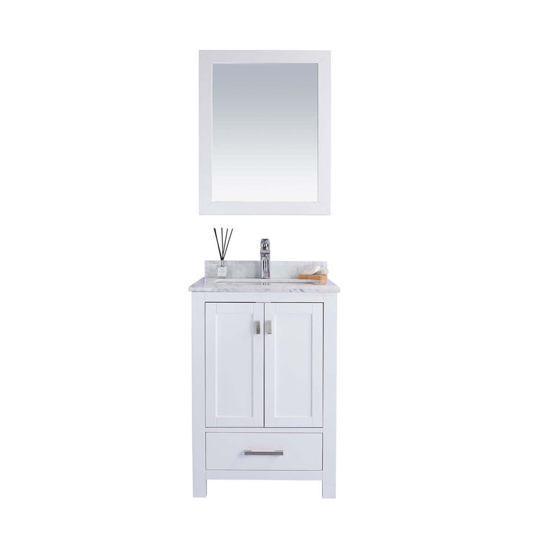 Laviva Wilson 24" White Bathroom Vanity with White Carrara Marble Countertop 313ANG-24W-WC