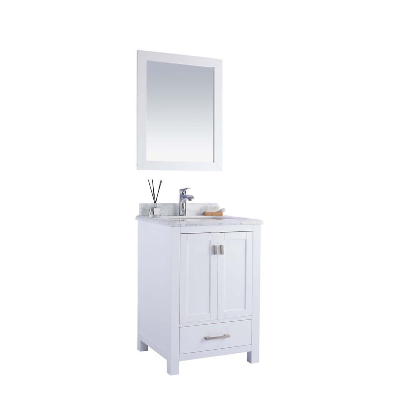 Laviva Wilson 24" White Bathroom Vanity with White Carrara Marble Countertop 313ANG-24W-WC