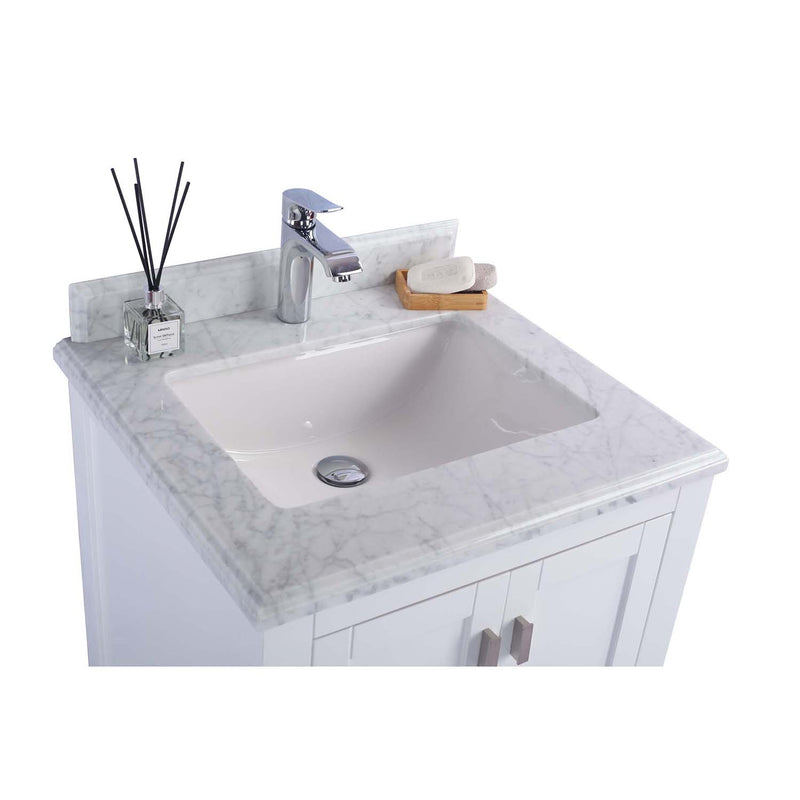 Laviva Wilson 24" White Bathroom Vanity with White Carrara Marble Countertop 313ANG-24W-WC