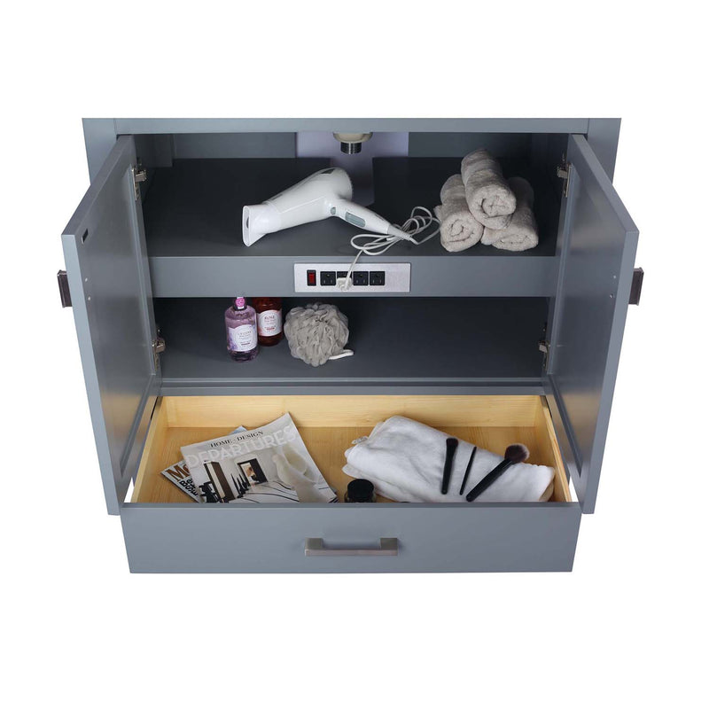 Laviva Wilson 36" Gray Bathroom Vanity with Matte White VIVA Stone Solid Surface Countertop 313ANG-36G-MW