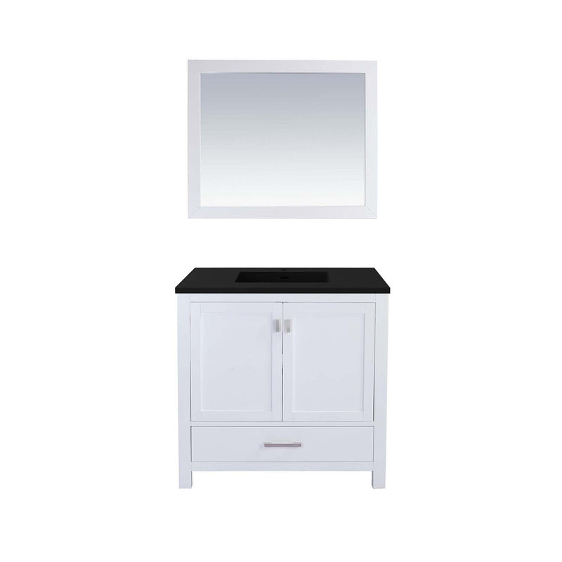 Laviva Wilson 36" White Bathroom Vanity with Matte Black VIVA Stone Solid Surface Countertop 313ANG-36W-MB